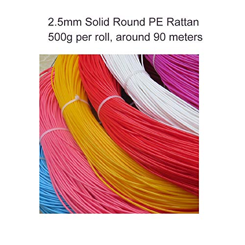 Round Plastic Rattan 2.5mm Plastic Wicker Round Faux Rattan for Repairing and DIY Weaving Storage Basket (White) by Feyart - Used condition - Image 2