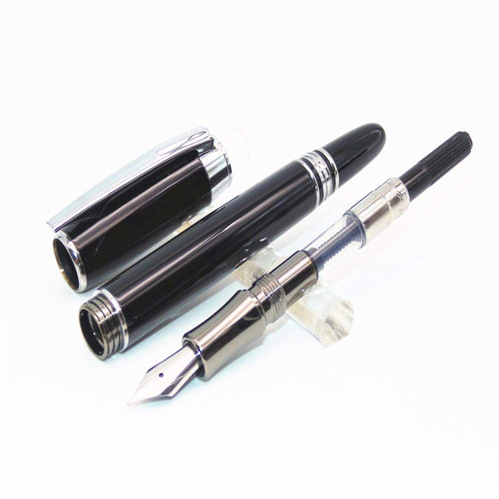 Haimac ® Premium HMF79CS Starwalker Signature pen cross checks and cross with silver line Glossy Black Silver Trims fountain Pen Combo Offer Pack ideal for Gift, Office use, etc 2