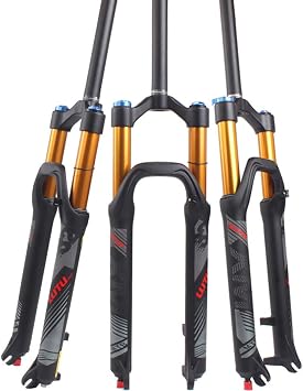 BUCKLOS LUTU 26/27.5/29 Air MTB Suspension Fork, Rebound Adjust Straight Tube 28.6mm QR 9mm Travel 120mm Manual/Crown Lockout Mountain Bike Forks, Ultralight Gas Shock XC Bicycle
