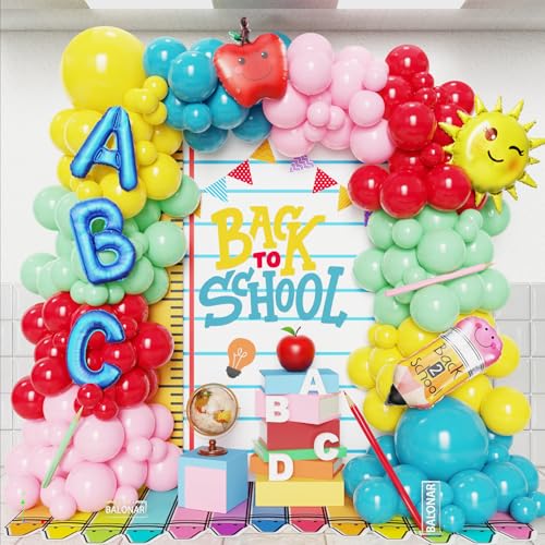 Back to School Balloons Arch Garland 141pcs Rainbow Balloons Decorations