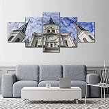 5 Pieces Murale Salon Decoration Multi Panneau 5 Parties Peinture Impression sur Pieces Toile Cathédrale Saint-Louis Tableaux Cadre Moderne Decor Art Image Murale Cadeau Créatif