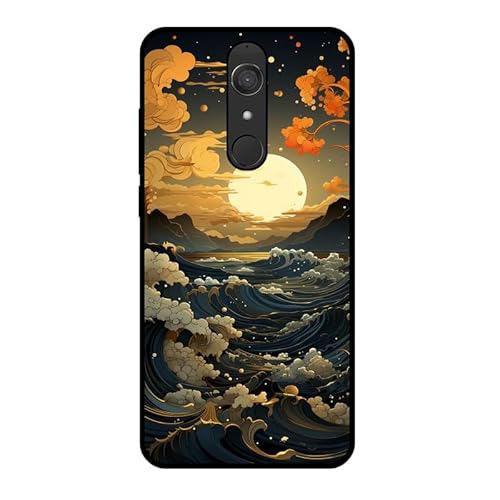 KARTXITAI Hülle Kompatibel mit Wiko View XL, Stoßfeste Schutzhülle mit Weiche Silikon Bumper Hülle Handyhülle Anti-Kratzt Leichtes Matt Finish Rückseite - Meer,Mond