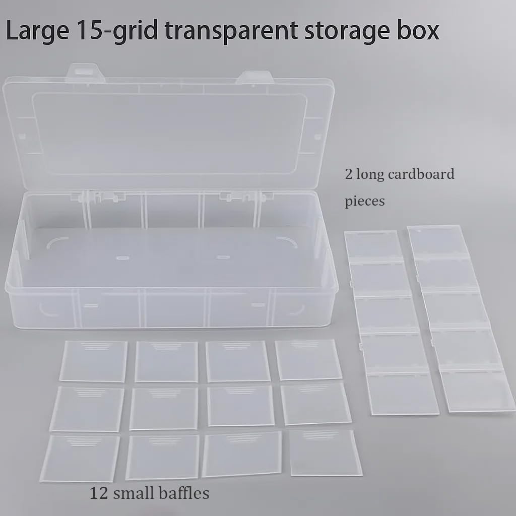 3pcs Clear Storage Small Parts Organizer Box Storage Bin With Dividers Multi Compartment for Beads Art DIY Tackle Box Organizer (CM-15 compartments) image 3