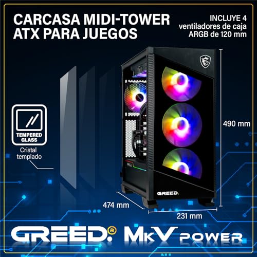 Greed® MK5 Power - Gaming PC - Intel Core i9-12900KF + Nvidia Geforce RTX 5070Ti 16GB - Ordenador RGB rápido + 4K & Raytracing Computer - 5.2 GHz - 32 GB RAM DDR5-1TB SSD - WLAN + Win11 Pro - imagen 2