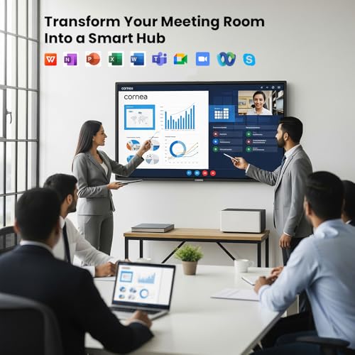 Image of Cornea 65 Inch All in One Interactive Smart Board 3840X2160 Pixel 4K UHD Display and Dual Operating System Android and Windows Version with K-12 Content WritePro for Office, School