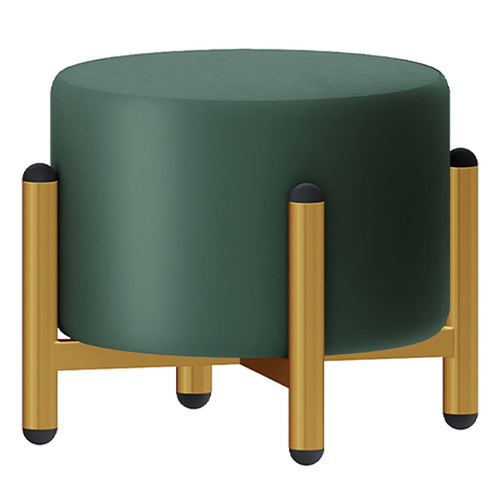 Repose-Pieds Rond LUNEZY Tabouret Empilable Flanelle Vert Foncé