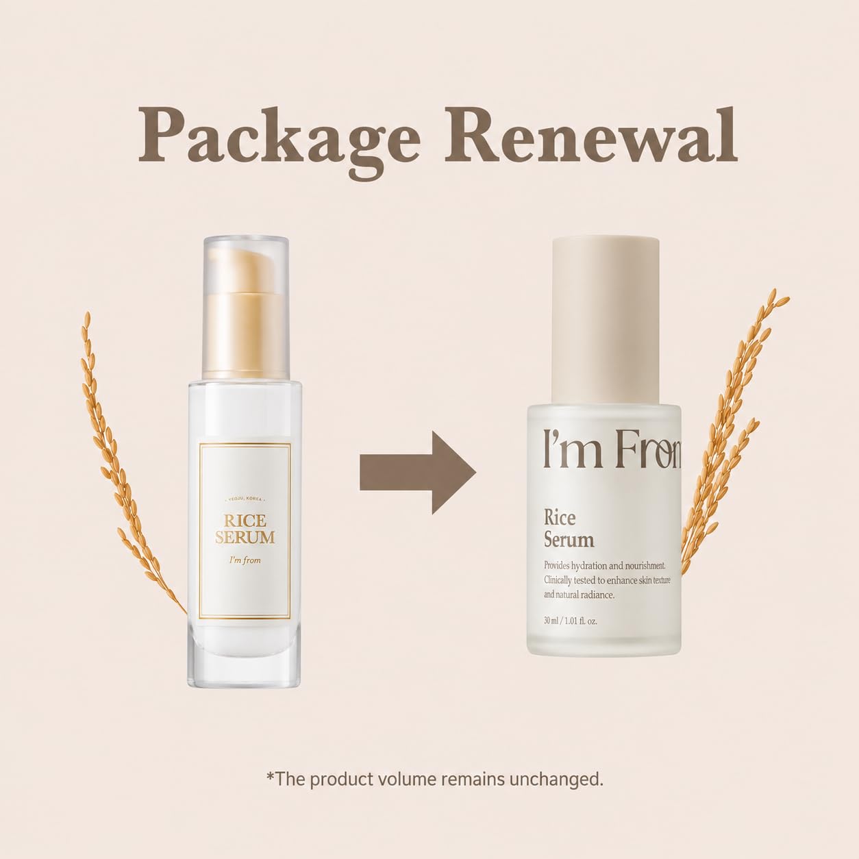 I'm From Rice Serum, Glow Deep Soothing Rice Serum, Glass&Dewy, Hydration, Daily, All Skin Types, Korean Skin Care 1.01fl.oz
