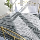Excervent Soft Flannel Fleece King Size Blanket (108x90 inches) Lightweight Grey Blankets with Decor