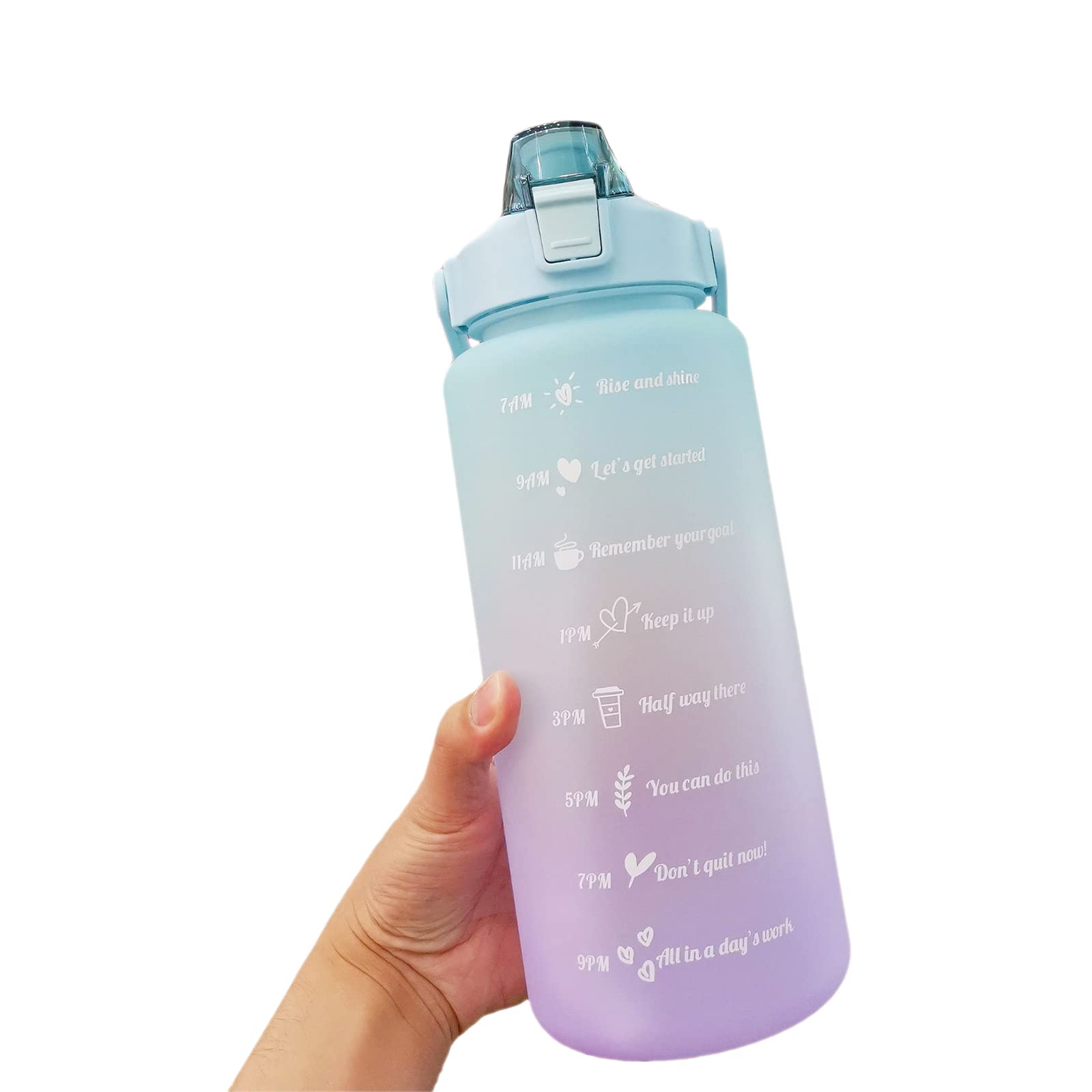 2L Large Capacity Plastic Water Bottle with Straw, One-Button Control, Ergonomic Handle, Modern Design for Travel, Gym, Camping - Purple/Pink/Green/Blue