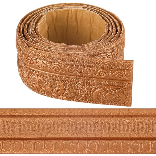 craspire Bordure de Papier Peint Autocollante de 90.5 x 3.14 po Moulure de Couronne Bronze Auto Adhésive Flexible 3D Bordure de Plinthe Miroir Bordure Murale Collante Lignes de Base Mousse