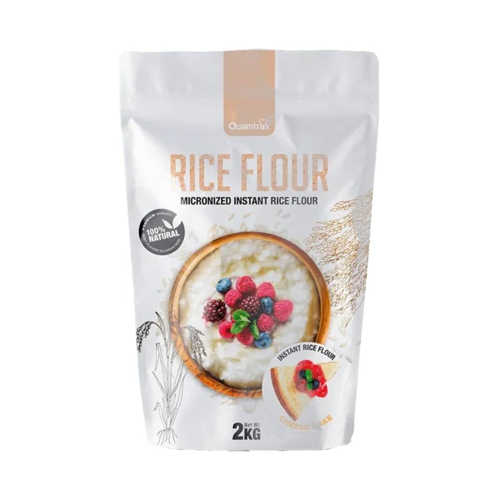Quamtrax Nutrition - Harina de Arroz - 2 kg - Rica en proteínas, sin gluten y sabor delicioso (2000, Cookies & Cream)