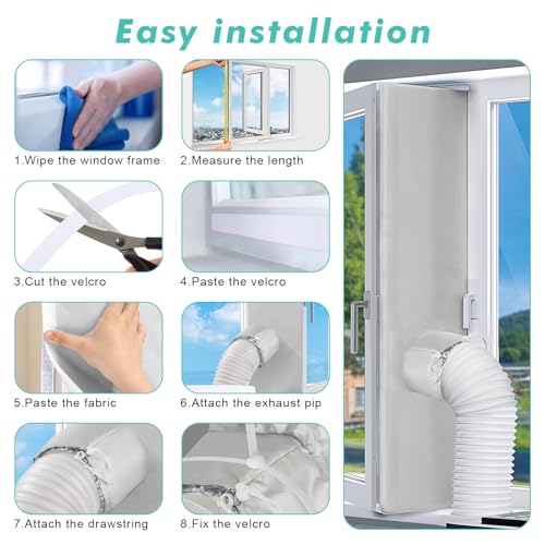 Fohil 400CM (157") Portable AC Window Seal Kit, Window Vent Seal Kit for Portable Air Conditioner Dryer, Waterproof Full Sealing A/C Vent Sealing Cloth for Push Out Windows by Fohil - Used condition - Image 4
