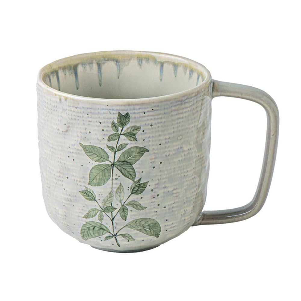 LIBANGRONG-888 Mugs Plant Pattern Cloth Texture Embossed Mug Ceramic Cup with Handle for Coffee Tea Cocoa Yogurt Milk Tea Cup