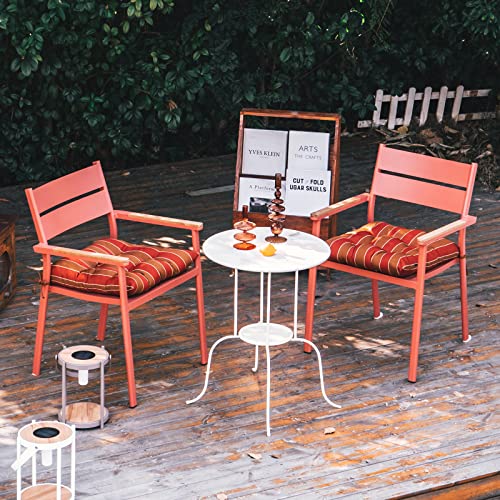 Lebenliebe Outdoor Chair Pads For Dining Chairs Kitchen Chair Tufted Cushion Water Resistant Office Chair Seat Cushion, Red And Brown Stripes #TOP5