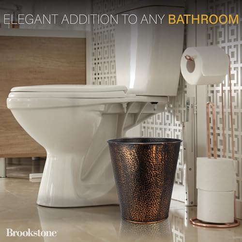 Image of BROOKSTONE, Decorative Metallic Bronze Waste Basket Trash Can - Stylish and Functional Addition to Any Room