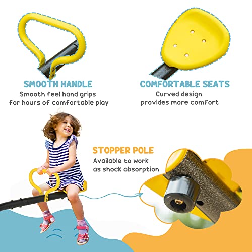 Outsunny 360 Degree Outdoor Kids Spinning Seesaw, Playground Swivel Teeter Totter For Backyard, Kids 3-7 Years, Yellow #TOP5