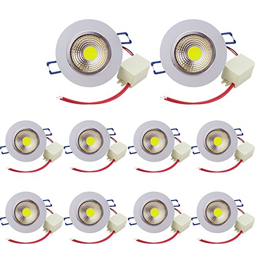 Pocketman Pack of 10, 5W 500 lumens 3.4 Inch LED COB Energy Saving Recessed Ceiling Downlight kit with LED Driver(Cool White,6300-7000K)