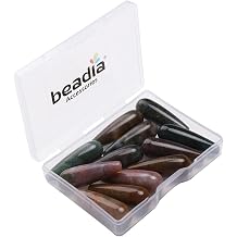 BEADIA Natural Indian Agate Teardrop Stone Beads 10x30mm 12pcs Dangle Earring Charm for DIY Jewelry Making