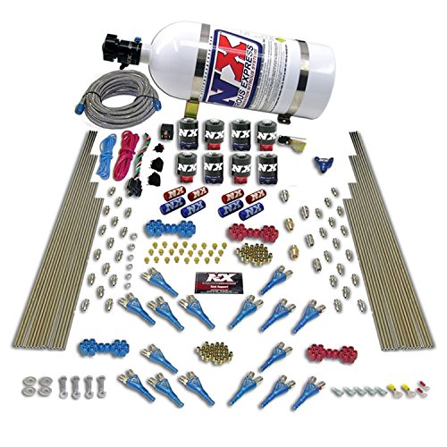 Nitrous Express - Shark Dual Stage/Gas 16 Nozzles 8 Solenoids Nitrous Kit (200-1200HP) w/10lb Bottle (90008-10)