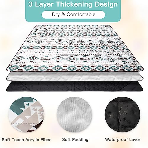 Airensky Extra Large Picnic Blanket(79 \"x 82\"), 3-Layer Thickening Waterproof Camping Blanket, Sandproof Picnic Blanket for Beach, Machine Washable, Wear-Resistant, Soft and Comfortable (Boho Gray)