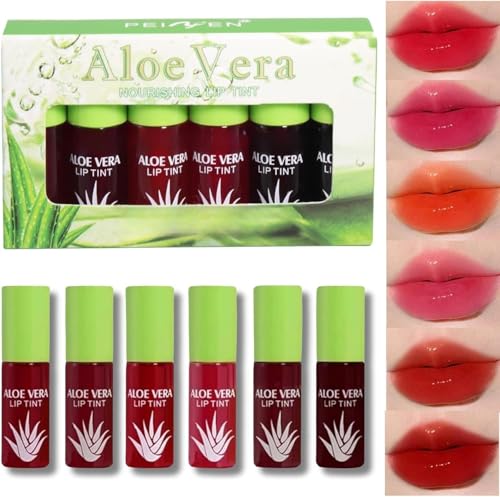 6 Colors Lip Stain Tint - Lip Tint Lip Stain Long Lasting - Transfer Proof Mini Liquid Lipstick Non-Sticky Cheek Tint Moisturizing Lipgloss Makeup - Matte Finish Lip Makeup For Women