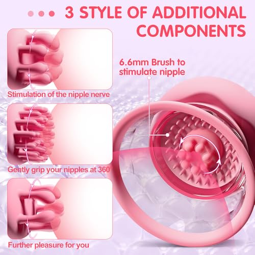 Nippelspielzeug weibliches Sexspielzeug Lmgoc Brustmassagegeräte mit 3 weichen Bürstenköpfen & 10 Modi Nippel Vibrator Silikon Massageköpfen Brust Massager Vibration Saugen Pumpe Stimulator