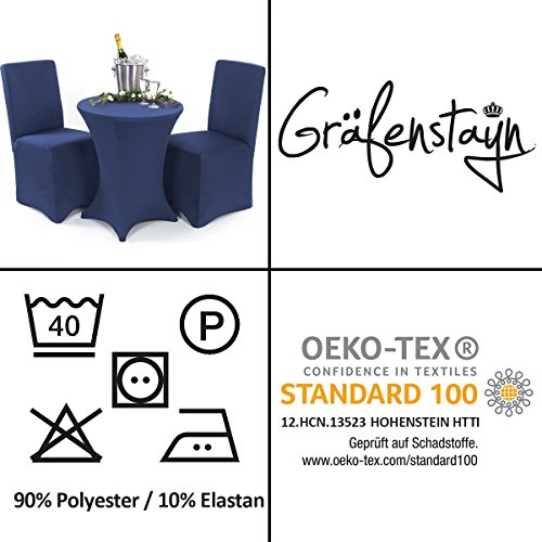 Gräfenstayn Universal-Stuhlhusse Henry in verschiedenen Farben für runde und eckige Stuhllehnen (Blau) - 7