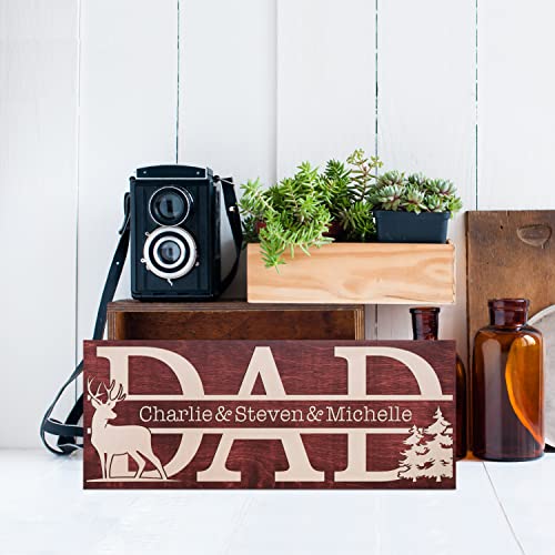 Hunting Gifts For Dad 2023, Personalized Wooden Dad Sign W/Kids Names - 4 Colors, 5 Fonts, 2 Sizes - Custom Gifts For Dad From Daughter, Son, Wife, Dad Gifts For Father, Grandpa #TOP7