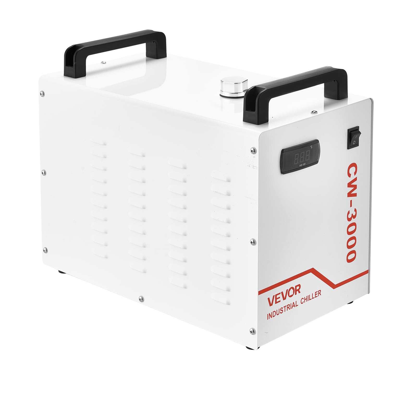 VEVOR Refroidisseur d'Eau Industriel CW-3000 Refroidisseur d'Eau Réservoir 9 L Système de Refroidissement pour Machine de Gravure Laser et Tube Laser, Débit Maximal 10 L/min, Ventilateur Haute Vitesse