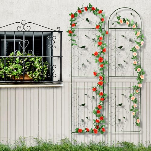 Treillis de jardin en fer noir arqué avec structure renforcée anti-intempéries
