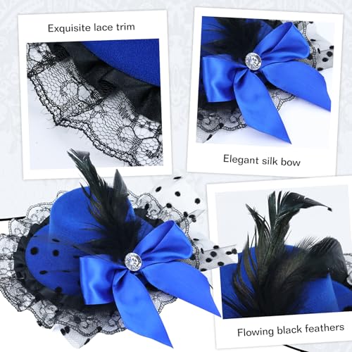 inSowni 6 Pieces Lace Feather Bow Fascinators Clip-on Tea Party Hats Flapper Headpieces Hair Accessories for Women Girls Teens - Thumbnail 3