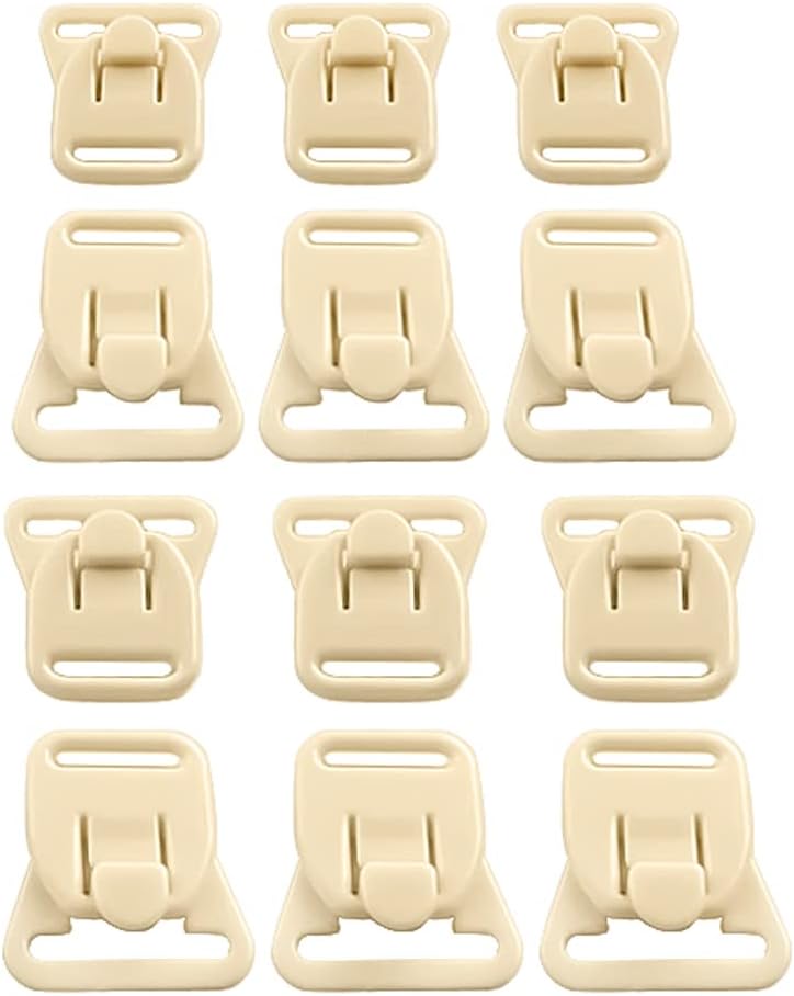 Nursing Bra Clips 5/8" Beige Two Part Clip Plastic Fasteners Nursing Clips Maternity Bra Quick Clip Bra Clips 12 in a Pack