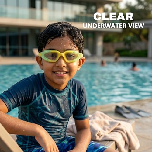 Image of BURNLAB Swimming Goggles for Kids, Clear Vision Pool Goggles for Boys & Girls, Easy Adjustable Strap