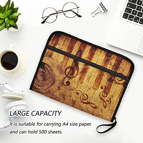 Vintage Rose Music Notes Accordion File Organizer Portable Document Receipt Organizer File Folders With Pockets Labels Bill Organizer For Traveling A4 Papers #TOP5