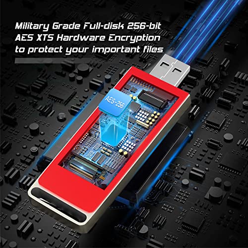Image of INNPLUS Secure Flash Drive 256-bit, 32GB Encrypted USB 3.0 Drive, Password Protected, Compatible for MAC /Windows /Linux /Embedded System - Orange