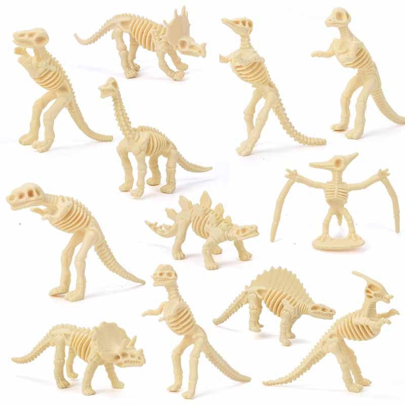 MALLEXO Mini Dinosaur Fossil Skeleton 12PCS Prehistoric T-Rex Dinosaurs Animal Toys for Kids, Boys and Girls Small Figures Dino Animal Bones Toys Birthday Gift for Children Learning & Decoration Items