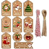 Diseño exclusivo: se cree que las etiquetas de papel navideñas con 10 lindos diseños de tema navideño, calcetín navideño, árbol de Navidad, copo de nieve, muñeco de nieve, Papá Noel, alce, regalo de Navidad, los patrones navideños, patrones navideños animados e interesantes hacen que su embalaje de regalo se destaque.