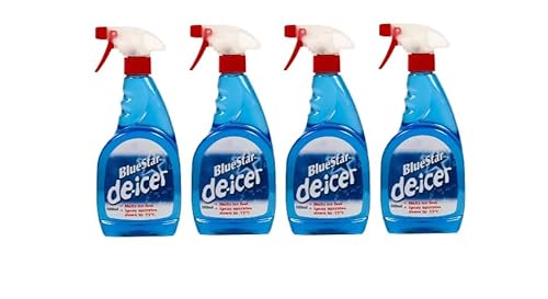 “Blue Star Car De-Icer 500 ml Trigger Spray – Quick Ice & Frost Removal, Effective up to -15°C, Pack of 4, Winter Windshield Defrost”