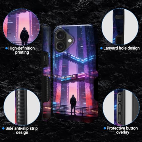 Coque double couche iPhone 17 motif cyberpunk néon compatible accessoires Magsafe - 6