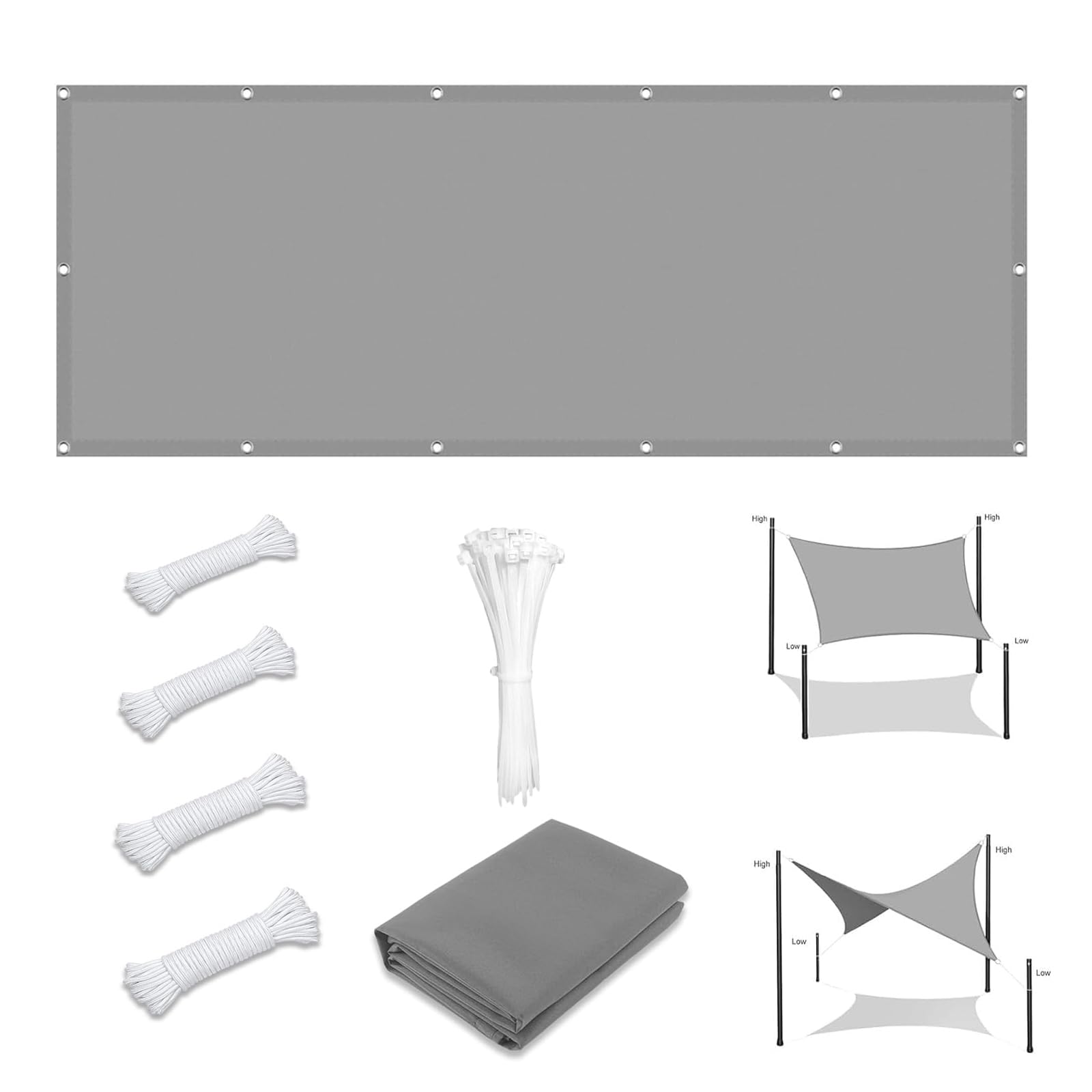 Sun Shade Sail 1.4x2.1M Waterproof Rectangle Garden Sun Sail 98% UV Block, Rectangle, Waterproof Sunscreen Awning Canopy Awning with Grommets for Outdoors, Garden, Patio