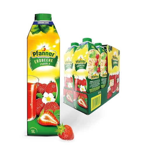 Pfanner Bebida de fresa con marcador de fresa, 8 unidades (8 x 1 L)