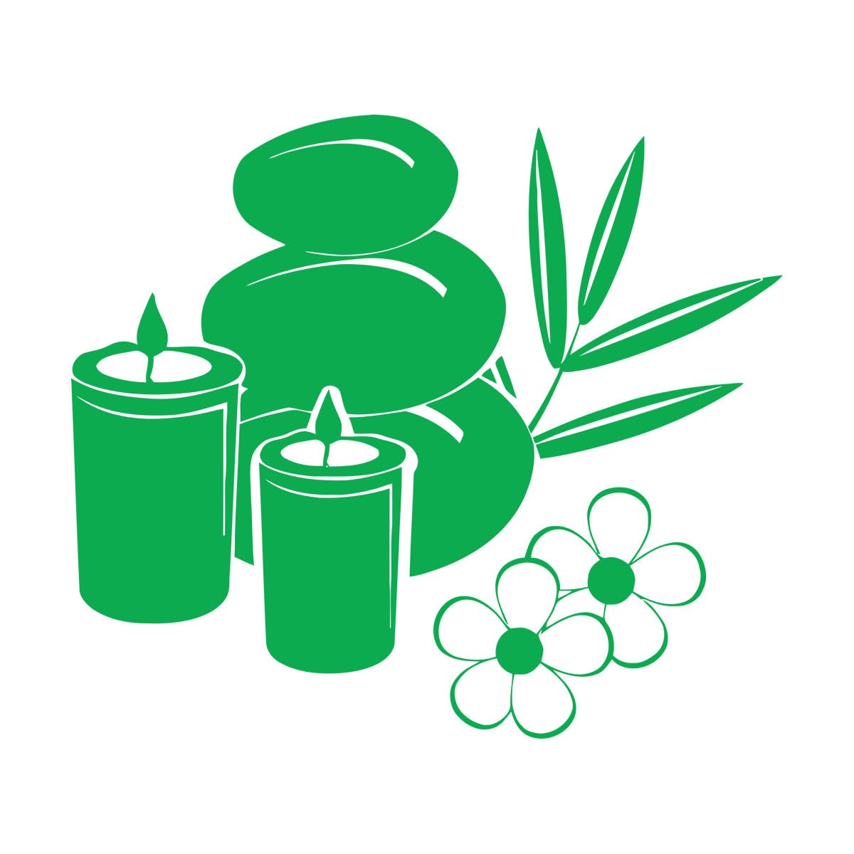 Vinyl Wall Stickers Spa Candle Basalt Stones Beauty Salon Relax 81x97.2cm Easy Installation Extra Large Green — image 1