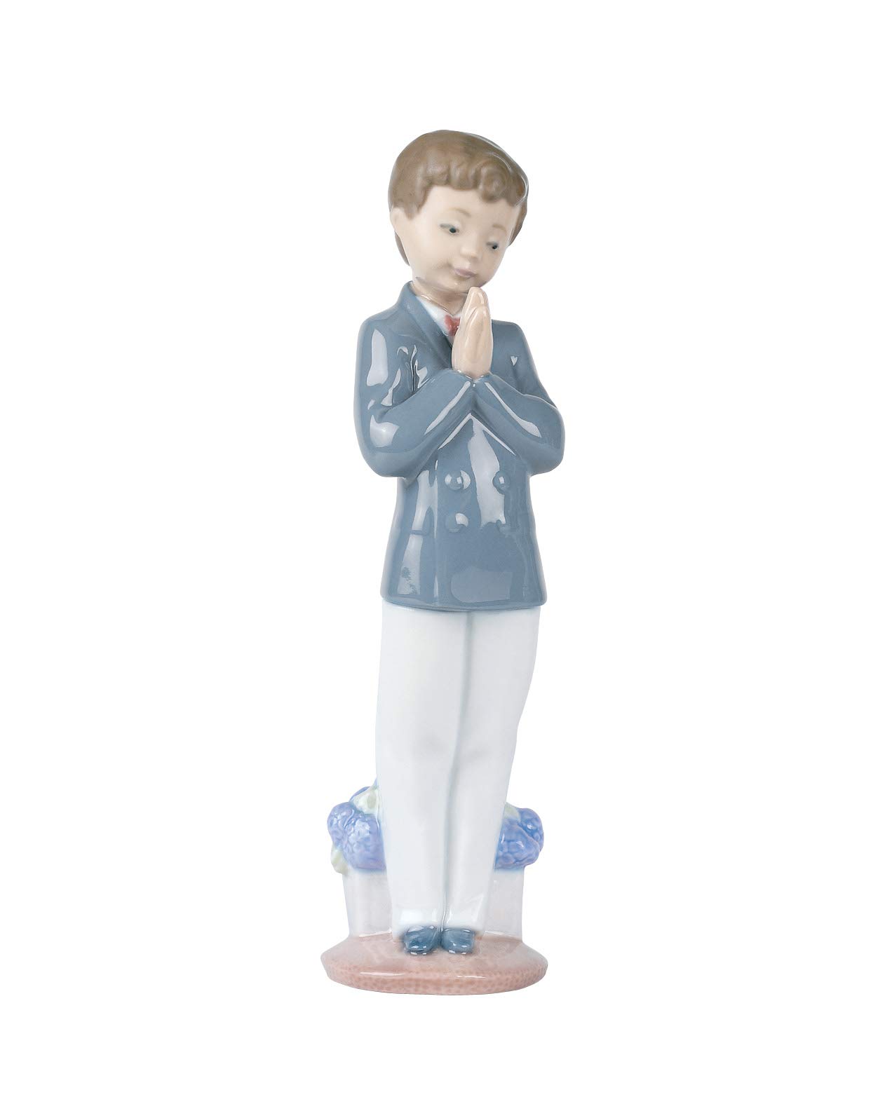 NAO Time to Pray. Decorative Figurine in Gloss Porcelain. Religious Ornamental Sculpture of a Child in First Communion in White and Pastel Tones for Home Decoration