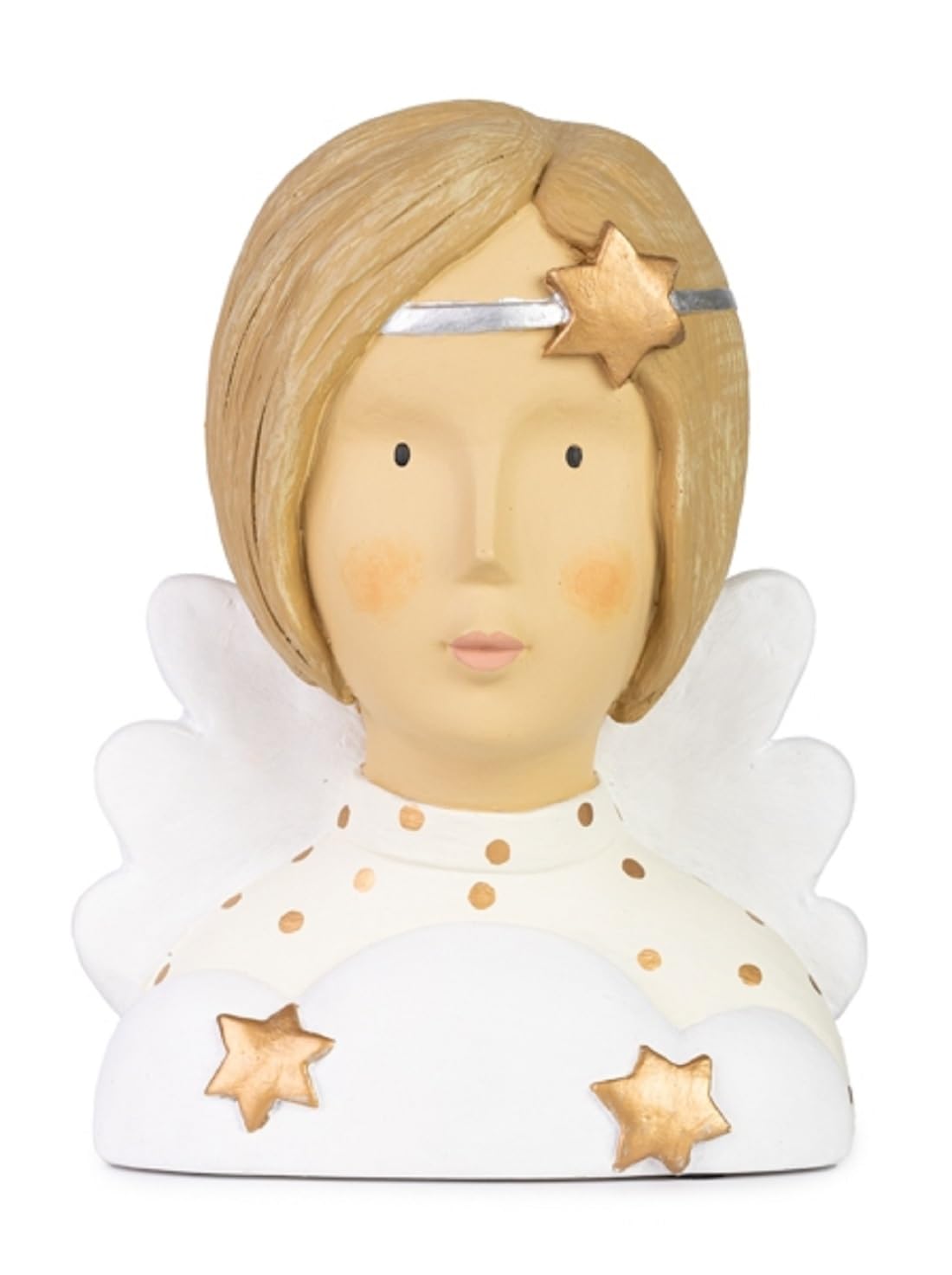 Baden Import Ladykopf Aufsteller – Deko-Kopf Aus Kunststein Mit Kopftuch & Stern, 23 Cm