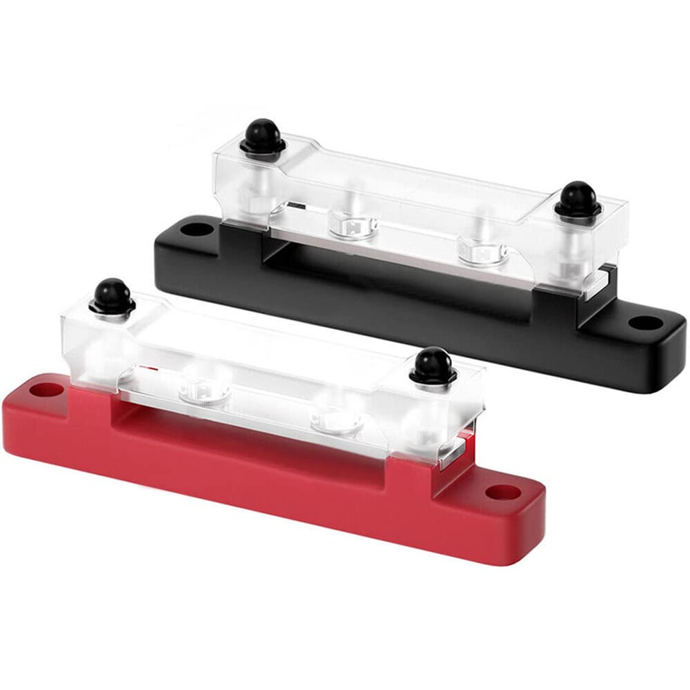 Greluma 1 Paio 2 Terminal Bus Bar, Morsettiera di distribuzione dell'alimentazione a terra con coperchio per Auto Marine Car Pickup Trailer RV Boat