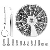 Zolara 600 Pcs Petites Vis et écrous Kit, M1 M1.2 M1.4 M1.6 12 Sortes Vis Lunette de Soleil, Kit de Réparation de Lunettes, avec Tournevis et Pince à épiler, pour Montre et Réparation électronique