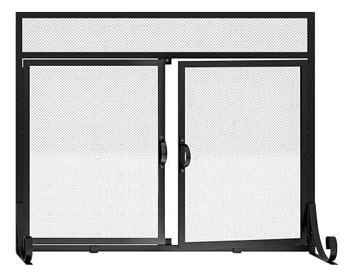 Calidola Flat Fireplace Screen with Doors,Solid Wrought Iron Frame with Metal Mesh, Flat Panel Decorative Fireplace Screen with Modern Design, Free Standing Spark Guard by CALIDOLA - Image 7