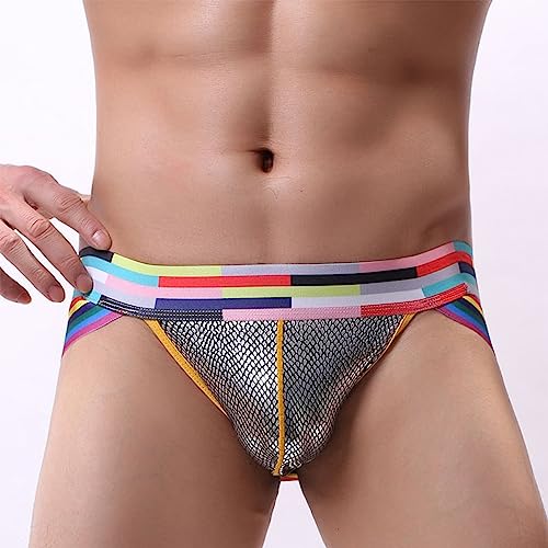 Evankin Mens Sexy Jockstrap Underwear Snake Skin Bulge Pouch Thong Breathable Athletic Supporter Gay Rainbow2