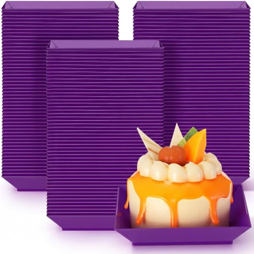 Zhehao 100 Pcs Small Plastic Dessert Plates Disposable,Purple