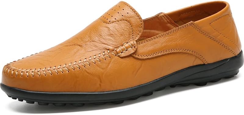 Mens Genuine Leather Casual Slip on Loafers Breathable Driving Shoes Fashion Slipper Men Oxfords